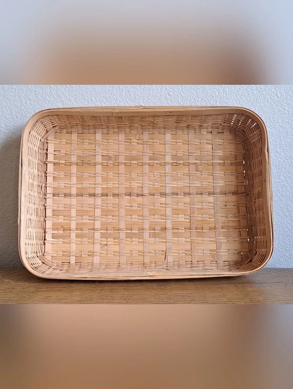 Wicker Bamboo Rectangular Tray  15x10